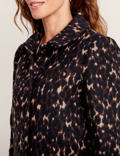 Manteau droit col à revers noir femme