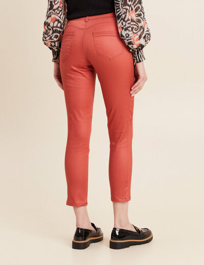 Pantalon ajusté enduit vieux rose femme