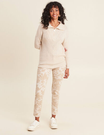 Pull manches longues couleur or femme