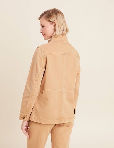 Veste boutonnée en jean marron clair femme