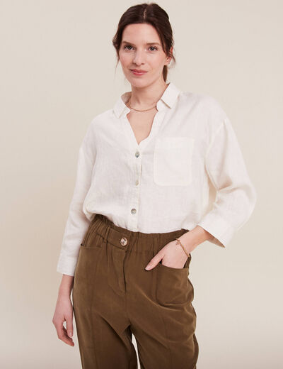 Chemise manches 3/4 ecru femme