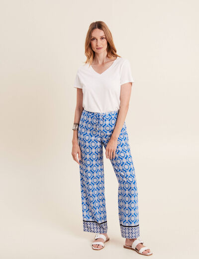 Pantalon flou bleu femme