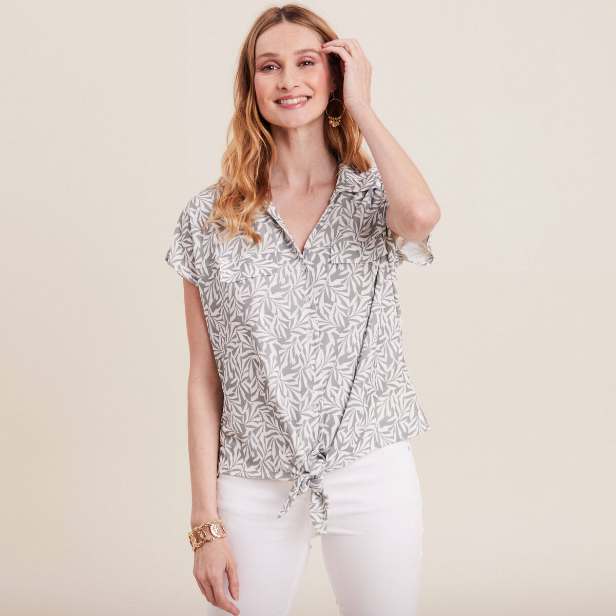 T-shirt manches courtes vert kaki femme