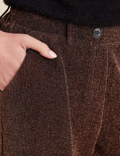 Pantalon flou effet tricoté couleur cuivre femme