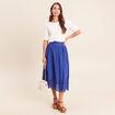 Jupe taille haute doubl&eacute;e avec broderie bleu fonc&eacute; femme