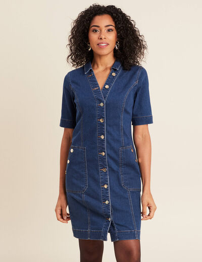 Robe droite en jean denim stone femme
