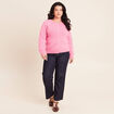 Gilet manches longues col rond rose fushia femme