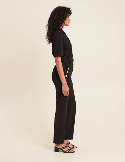 Combinaison pantalon boutons noir femme