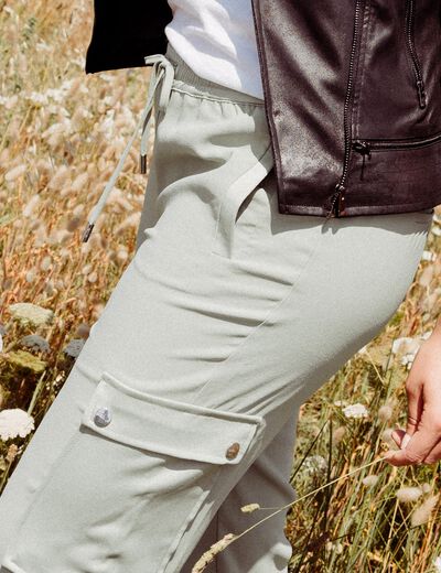 Pantalon cargo vert émeraude femme