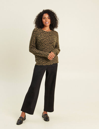 Pantalon aspect daim noir femme