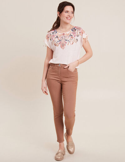 Pantalon léger taille standard 7/8ème marron femme