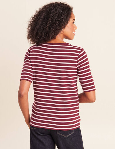 T-shirt col bateau rose femme