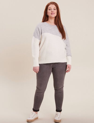 Pull manches longues gris femme