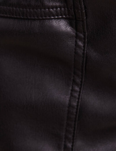 Pantalon paperbag simili cuir noir femme