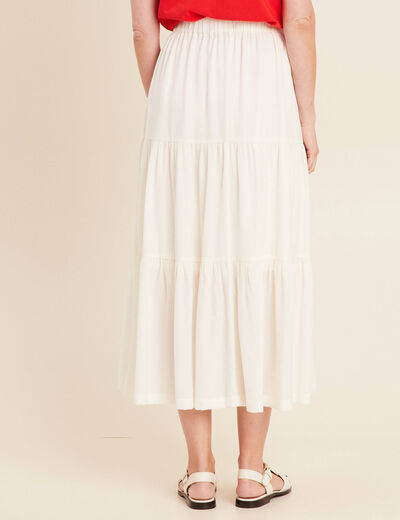 Jupe longue évasée ecru femme