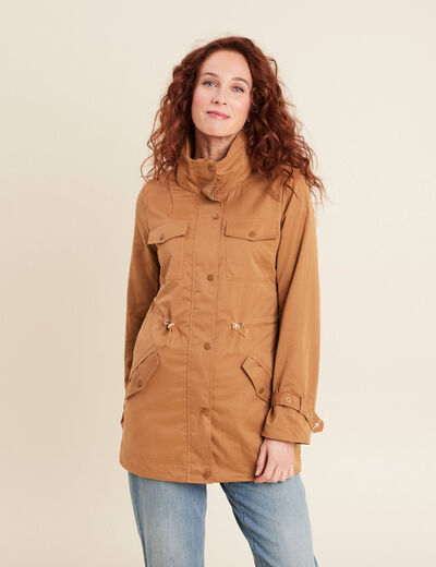 Parka cintrée col montant marron femme