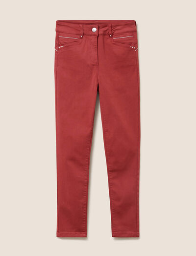 Pantalon coupe ajust&eacute;e taille haute orange fonc&eacute; femme