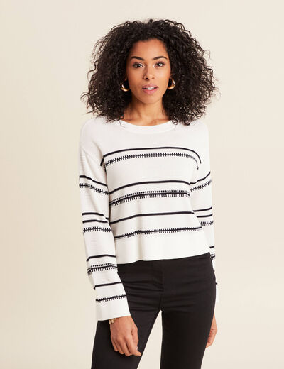 Pull manches longues blanc femme