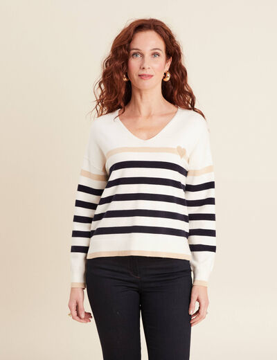 Pull manches longues blanc femme