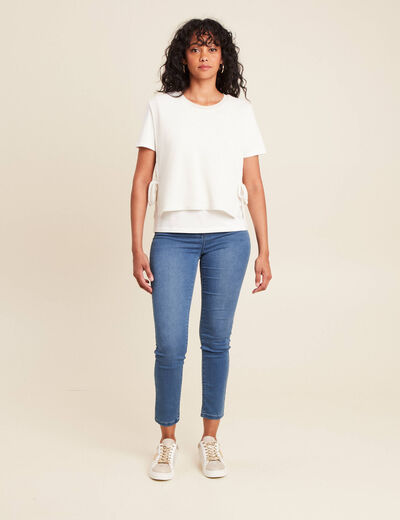 Jean ajusté taille haute denim double stone femme