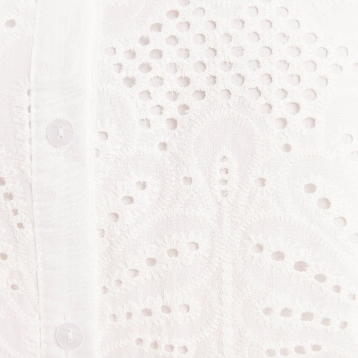 Chemise manches courtes brod&eacute;e ecru femme