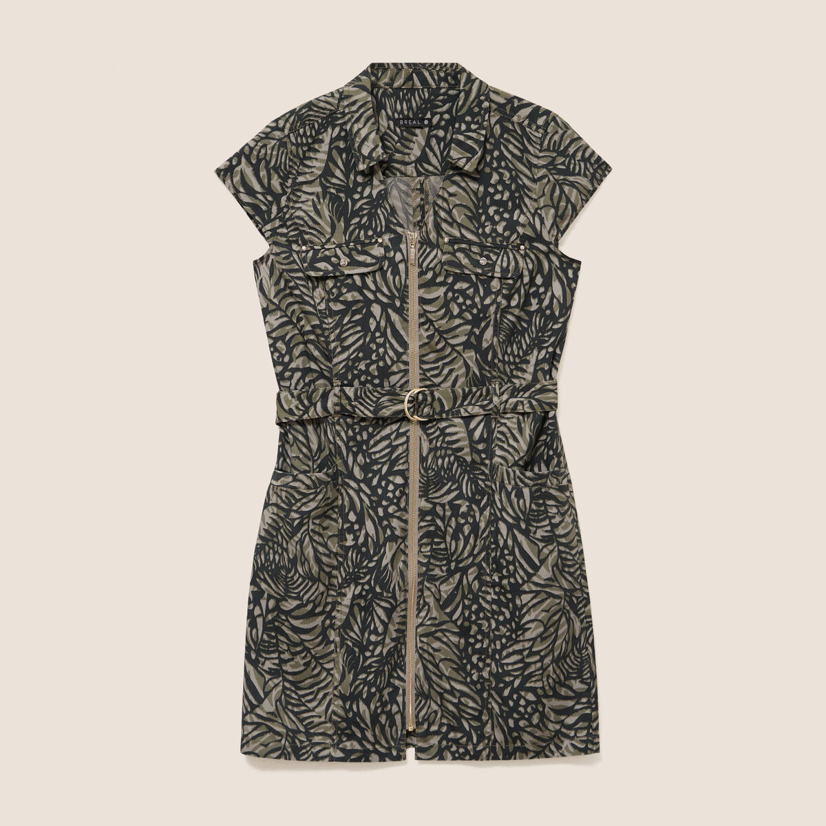 Robe droite zipp&eacute;e vert femme