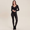 Pantalon ajusté enduit couleur bronze femme
