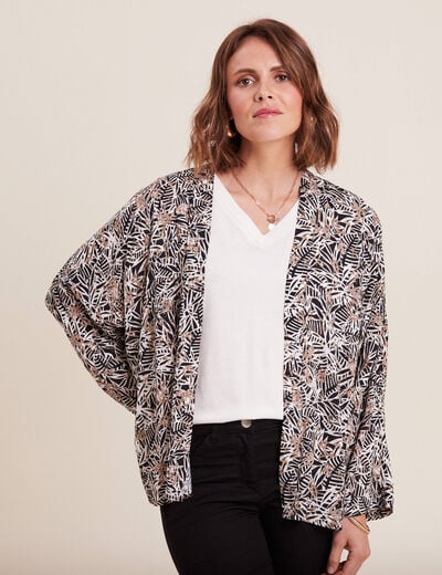 Kimono manches longues noir femme