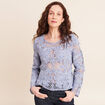 Pull manches longues aspect dentelle bleu ciel femme