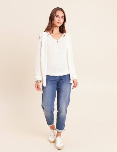 Gilet manches longues blanc femme