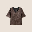 T-shirt &agrave; sequins manches coudes marron fonc&eacute; femme