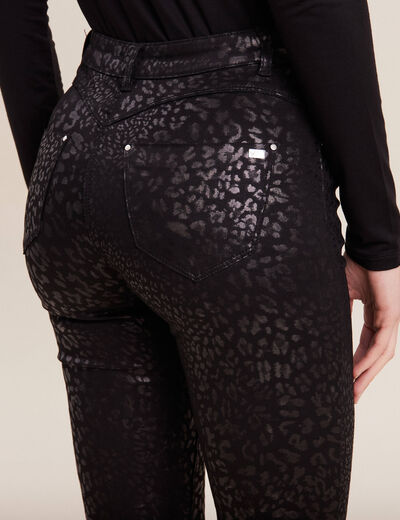 Pantalon ajusté enduit couleur bronze femme