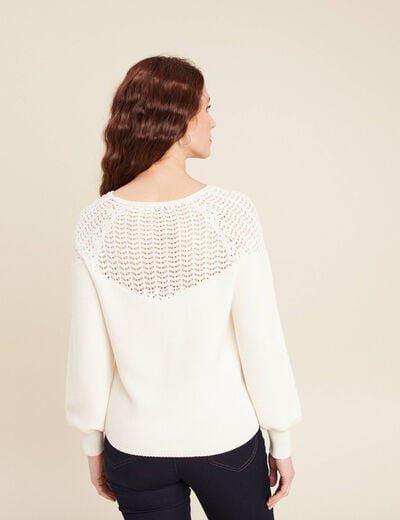 Pull confectionné en France ecru femme