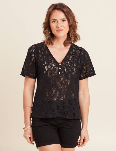 T-shirt manches courtes noir femme