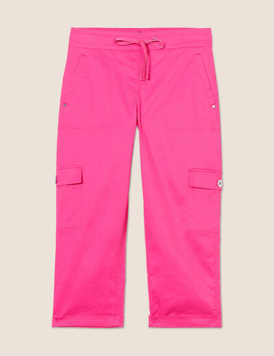 Pantacourt droit poches côtés rose fushia femme