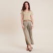 Pantalon jupe-culotte large vert clair femme
