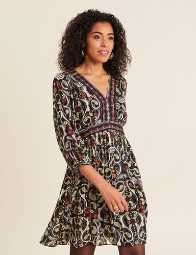 Robe évasée fluide noir femme