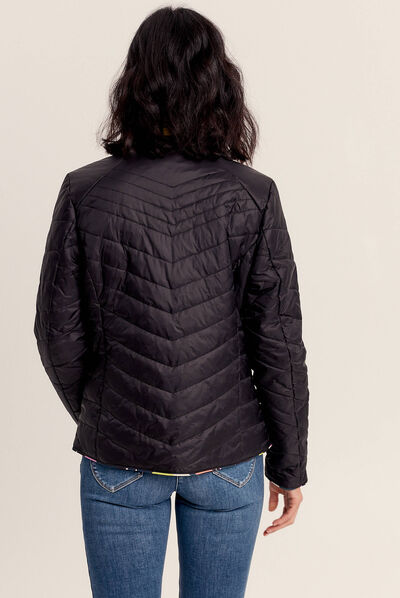 Doudoune droite réversible noir femme
