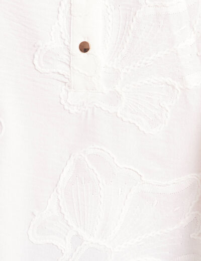 Blouse ample manches longues fluide ecru femme