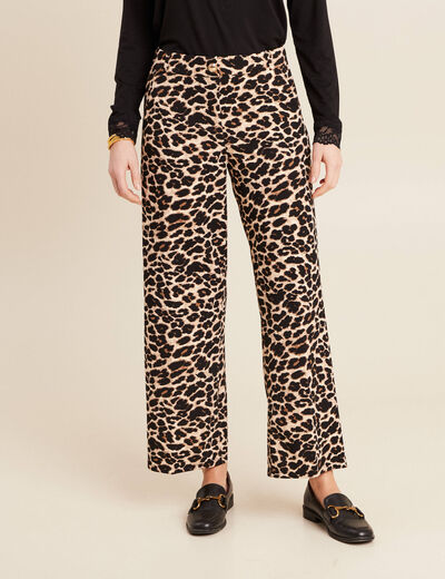 Pantalon large creme femme