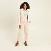 Blouson droit velours manches longues sable femme