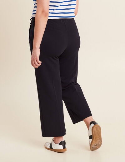 Pantalon large pinces bleu foncé femme