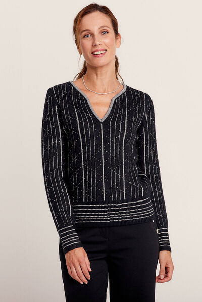 Pull manches longues noir femme