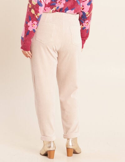 Pantalon coupe mom en velours sable femme