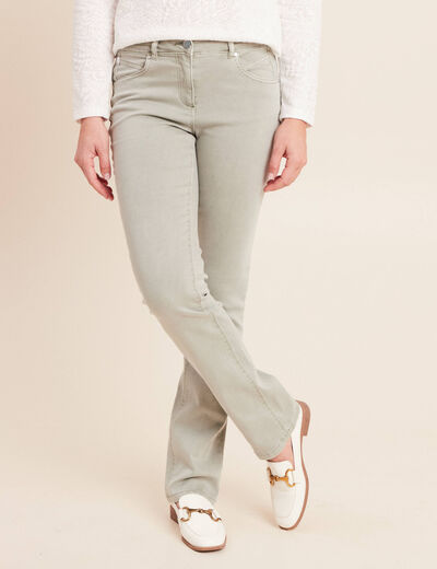 Jean coupe droite taille bascul&eacute;e vert clair femme