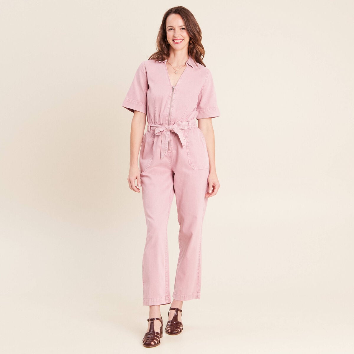 Combinaison fluide rose femme