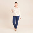 Pull col rond manches longues doubl&eacute; ecru femme