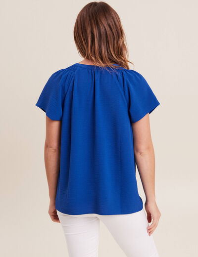 Blouse manches courtes bleu electrique femme