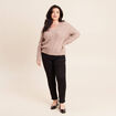 Pull col V manches longues taupe femme