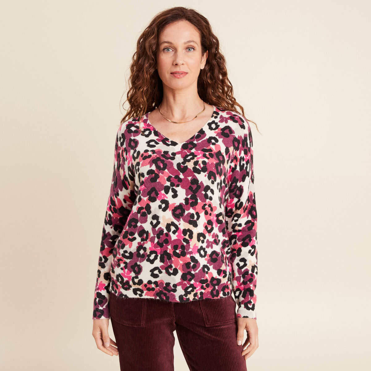 Pull manches longues beige femme